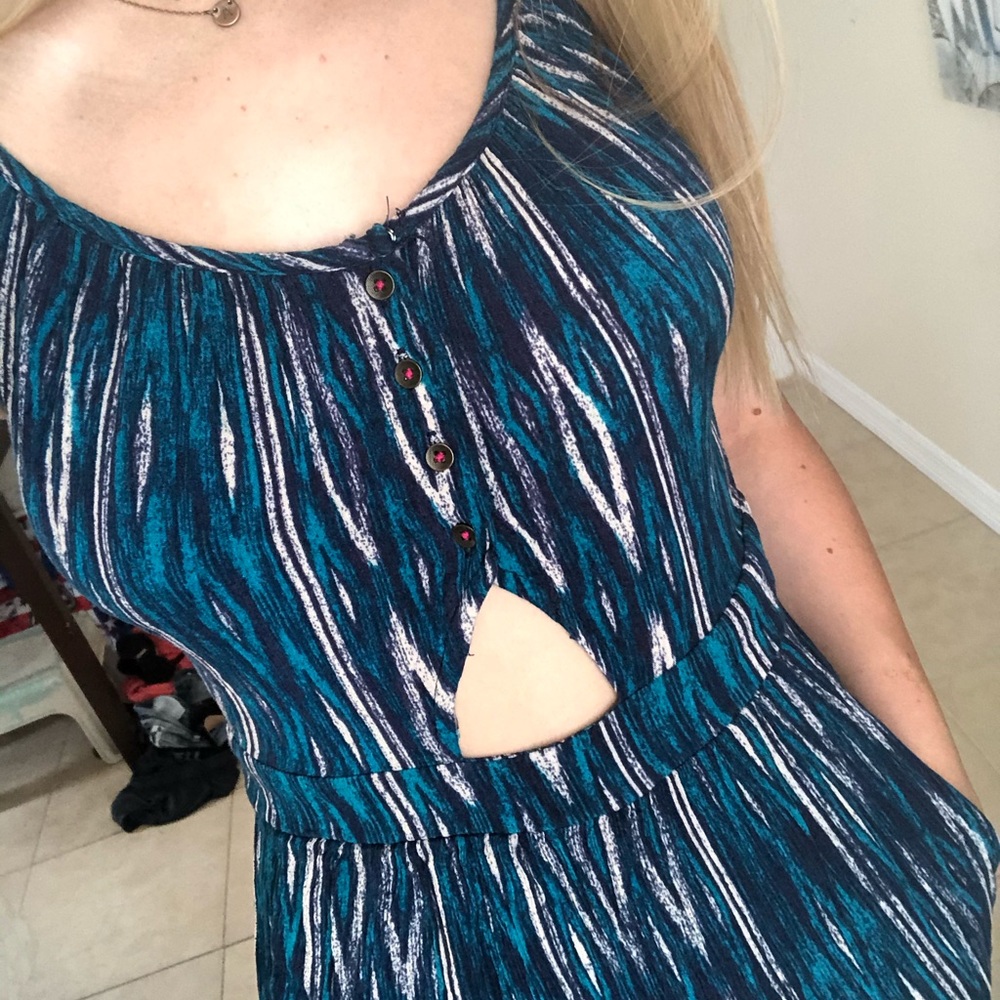 Blue crop leg romper